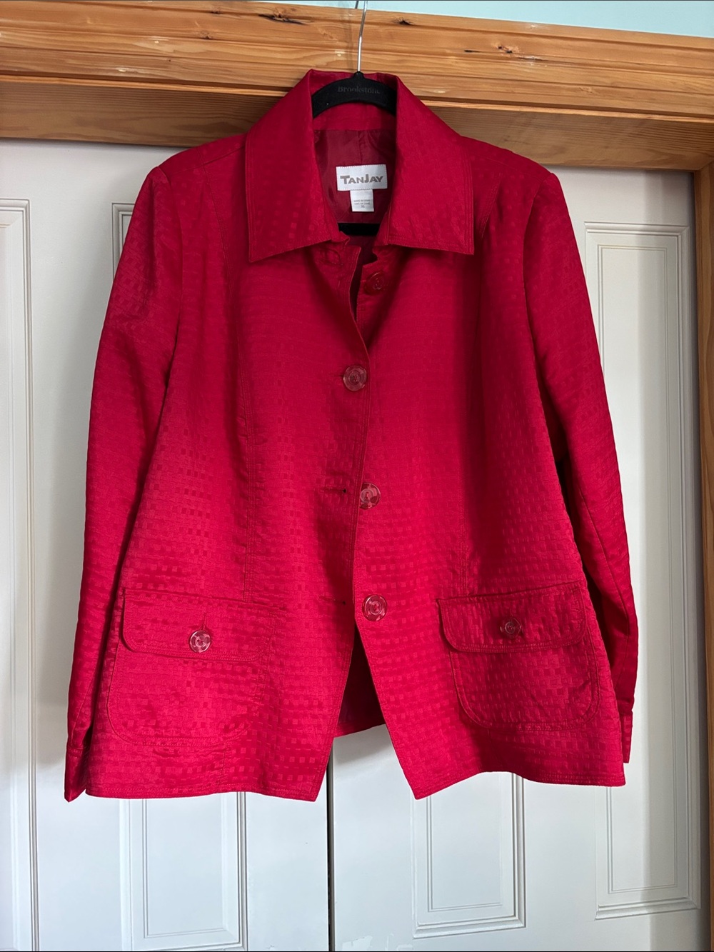 TanJay Women's Bright Red Button-Front Jacket Size 16